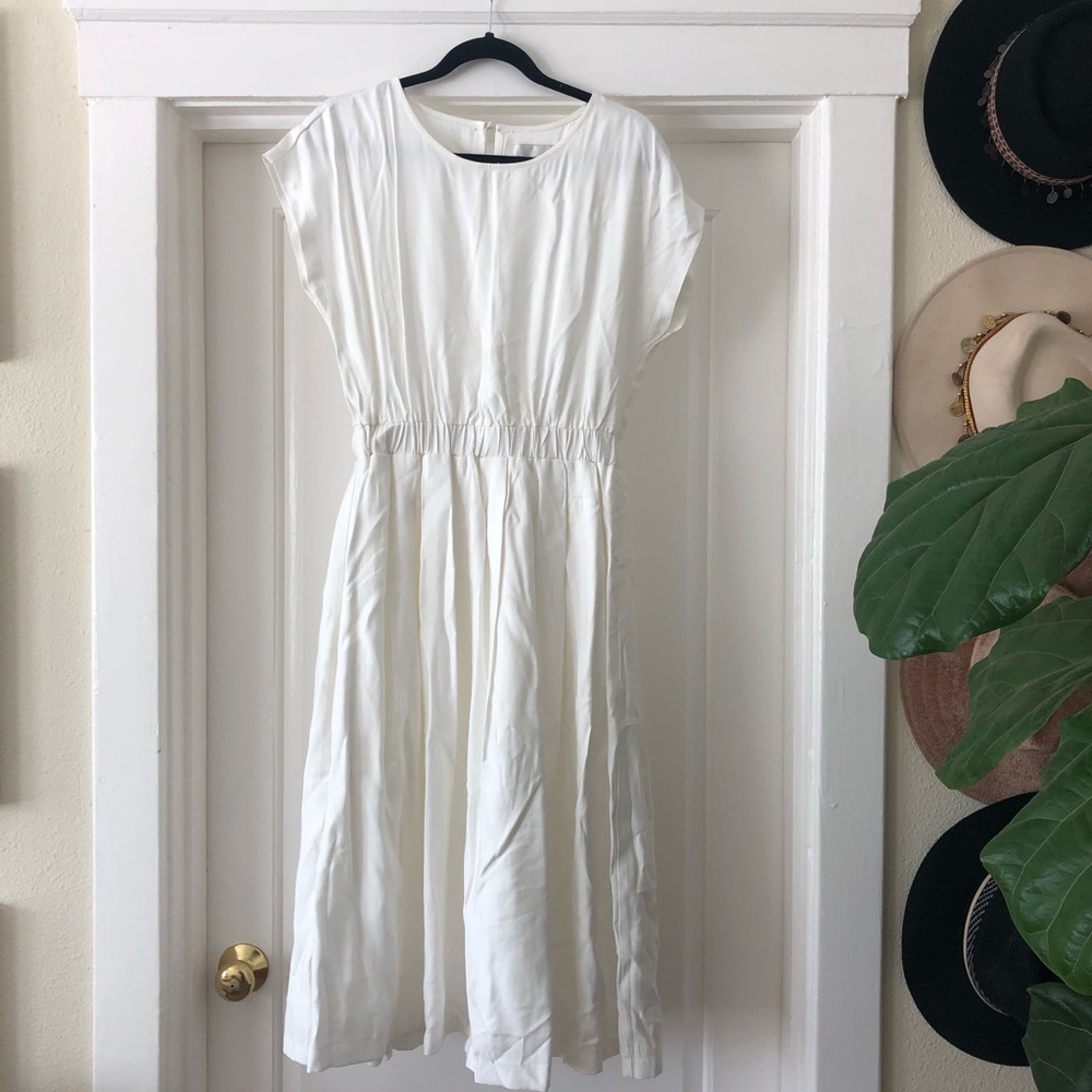 JOA white midi dress w pockets - NWT